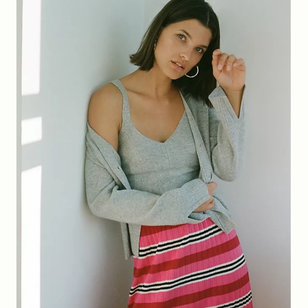 🐲💙  Maeve by Anthropologie Cashmere Collection Essa Grey Button Down Cardigan - Picture 15 of 15